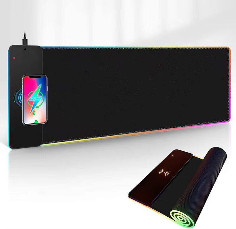 XXL Gaming Mouse Pad 10W QI Fast Wireless Charging LED Light Rubber Gaming Mouse Pad Professionla RGB Gaming Mouse Pad
