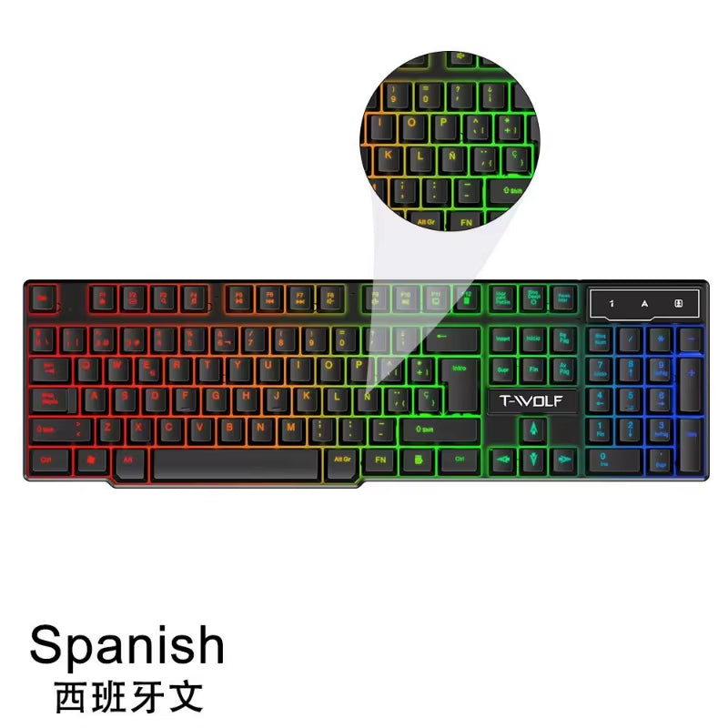 Spanish Keyboard Illuminated Gaming Pc Keyboards Computer Gamer Usb with Ñ Led Clavier Wired Luminous by Cable Teclado Español