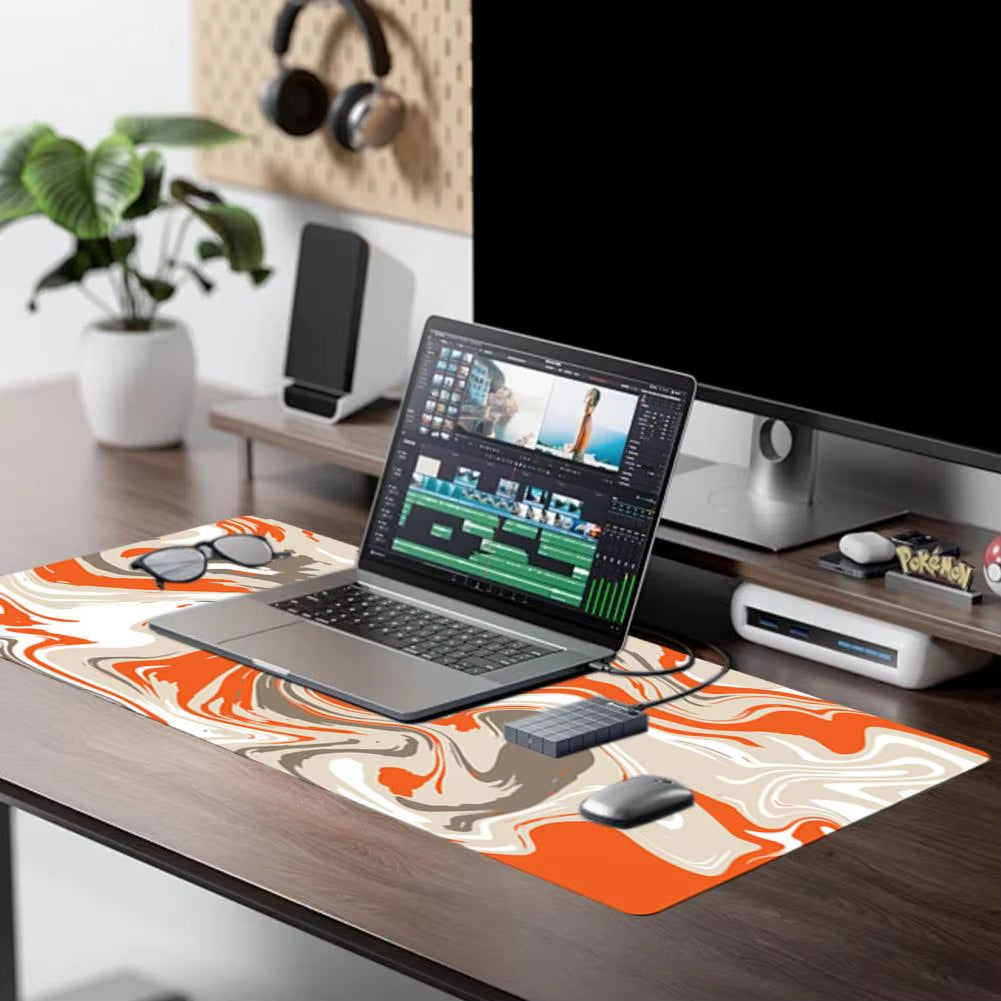 Reusable Mouse Pad Natural Rubber Mouse Pad Waterproof Foldable Gaming Mouse Pad with Abstract Print Non-Slip for Computer