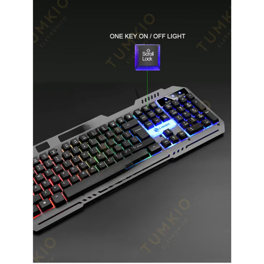 Teclado Gamer Com Fio Semi-Mecânico RGB LED Retroiluminado Computador Pc